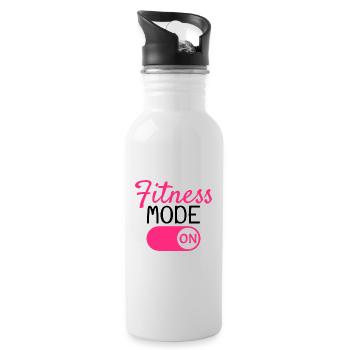 Fitness Modus An - Trinkflasche mit integriertem Trinkhalm - Weiß - Rechts
