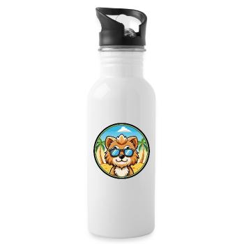 Lowchen Little Lion Dog Breed Cartoon Sunglasses - Water bottle with straw - white - Right