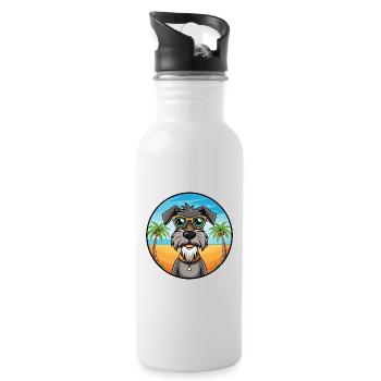 Deutscher Wachtelhund Hunderasse Cartoon Sonnenbrille - Trinkflasche mit integriertem Trinkhalm - Weiß - Rechts