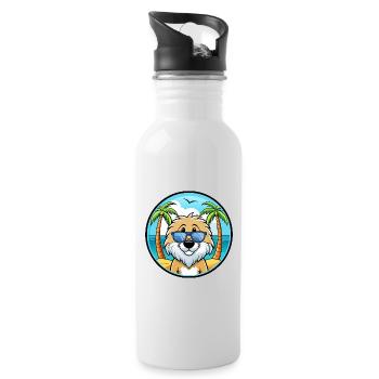 Friesische Wasserhundrasse Cartoon Sonnenbrille Strand - Trinkflasche mit integriertem Trinkhalm - Weiß - Rechts