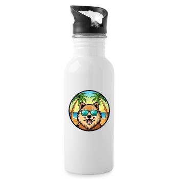 Eurasier Dog Breed Cartoon Sunglasses Beach - Water bottle with straw - white - Right