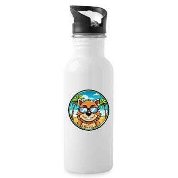 Estrela Mountain Dog Breed Cartoon Sunglass Beach - Gourde avec paille intégrée - blanc - Droite