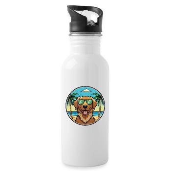 Chesapeake Bay Retriever Hunderasse Cartoon Beach - Trinkflasche mit integriertem Trinkhalm - Weiß - Rechts