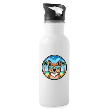 Kaukasische Ovcharka Hunderasse Cartoon Sonnenbrille - Trinkflasche mit integriertem Trinkhalm - Weiß - Rechts