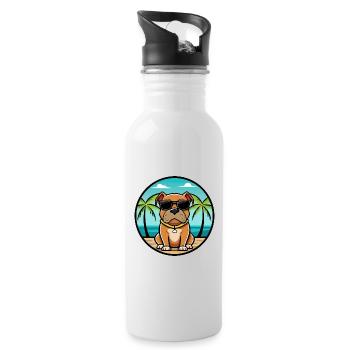 Boerboel Chien Race Dessin Animé Lunettes De Soleil Plage - Gourde avec paille intégrée - blanc - Droite