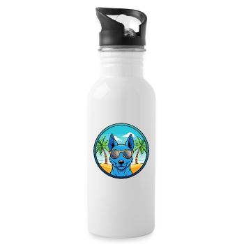 Blue Thai Ridgeback Dog Breed Cartoon Sunglasses - Water bottle with straw - white - Right