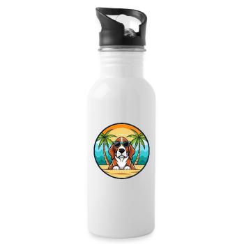 Basset Artesien Normand Hunderasse Cartoon Beach - Trinkflasche mit integriertem Trinkhalm - Weiß - Rechts