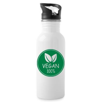 vegan 100% - Trinkflasche mit integriertem Trinkhalm - Weiß - Rechts