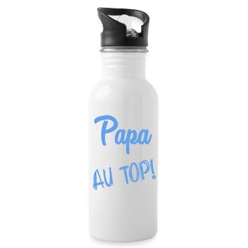 FROHER VATERTAG. PAPA. VATERTAG - Trinkflasche mit integriertem Trinkhalm - Weiß - Rechts
