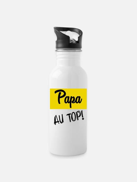 BONNE FÊTE PAPA. PAPA - Gourde avec paille intégrée - blanc