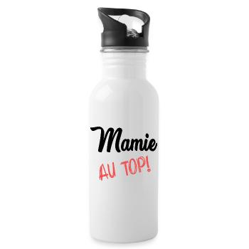 MAMIE. FÊTE DES MÈRES. BONNE FÊTE MAMIE - Gourde avec paille intégrée - blanc - Droite