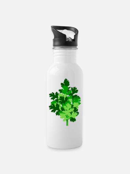 Petersilie groß - Trinkflasche mit integriertem Trinkhalm - Weiß