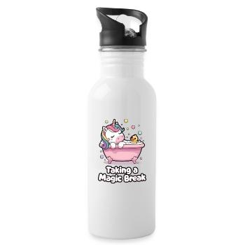 Taking A Magic Break - Water bottle with straw - white - Right