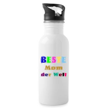Beste Mutter der Welt - Trinkflasche mit integriertem Trinkhalm - Weiß - Rechts