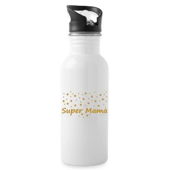 Super Mama - Trinkflasche mit integriertem Trinkhalm - Weiß - Rechts