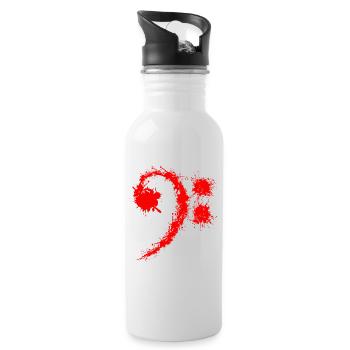 Bass Clef Red - Funny Music Lovers Gift - Water bottle with straw - white - Right