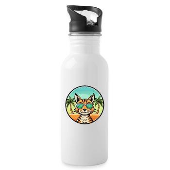 Ocicat Breed Cartoon Sonnenbrille Strand - Trinkflasche mit integriertem Trinkhalm - Weiß - Rechts