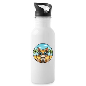 Ocicat Breed Cartoon Sonnenbrille Strand - Trinkflasche mit integriertem Trinkhalm - Weiß - Rechts