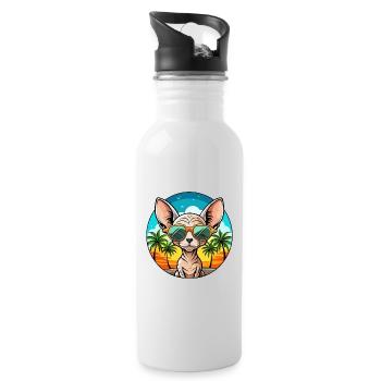 Devon Rex Katzenrasse Cartoon Sonnenbrille Strand - Trinkflasche mit integriertem Trinkhalm - Weiß - Rechts