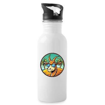 Antelope Funny Cartoon Summer Beach Sunglasses - Water bottle with straw - white - Right