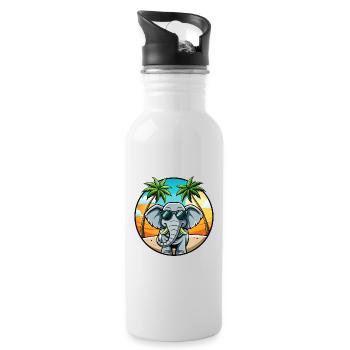 Elefant Lustige Cartoon Sommer Strand Sonnenbrille - Trinkflasche mit integriertem Trinkhalm - Weiß - Rechts