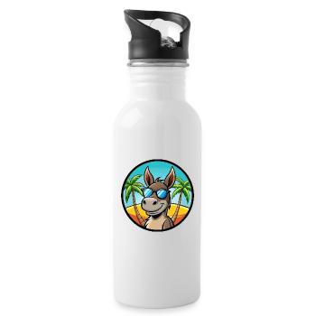Esel Lustige Cartoon Sommer Strand Sonnenbrille Cool - Trinkflasche mit integriertem Trinkhalm - Weiß - Rechts