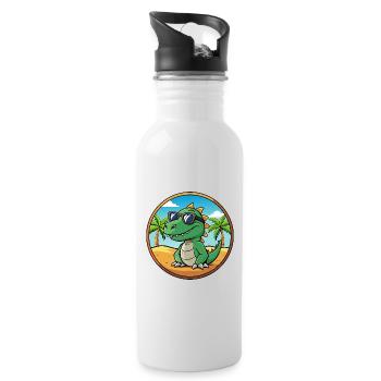 Dinosaurier Lustige Cartoon Sommer Strand Sonnenbrille - Trinkflasche mit integriertem Trinkhalm - Weiß - Rechts