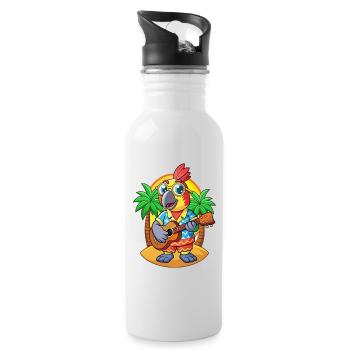 Drôle de perroquet d’été plage lunettes de soleil hawaïenne - Gourde avec paille intégrée - blanc - Droite