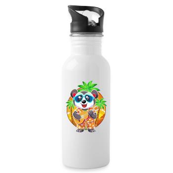Lustige Panda Cartoon Sommer Strand Sonnenbrille Gitarre - Trinkflasche mit integriertem Trinkhalm - Weiß - Rechts
