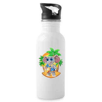 Lustige Elefant Cartoon Sommer Strand Sonnenbrille - Trinkflasche mit integriertem Trinkhalm - Weiß - Rechts