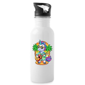 Lustige Einhorn Cartoon Sommer Strand Sonnenbrille - Trinkflasche mit integriertem Trinkhalm - Weiß - Rechts