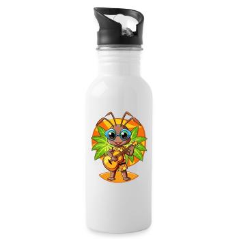 Lustige Ameise Cartoon Sommer Strand Sonnenbrille Gitarre - Trinkflasche mit integriertem Trinkhalm - Weiß - Rechts