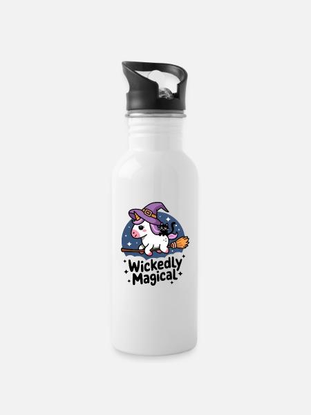 Wickedly Magical - Water bottle with straw - white