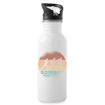 Retro-Sonnenuntergang Läufer-Trio - Trinkflasche mit integriertem Trinkhalm - Weiß - Rechts