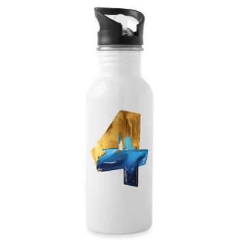 NR. 4 NUMMER 4 COOL 4. GEBURTSTAG - Trinkflasche mit integriertem Trinkhalm - Weiß - Rechts
