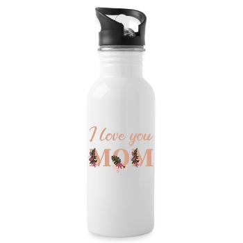 I love you Mom - Water bottle with straw - white - Right
