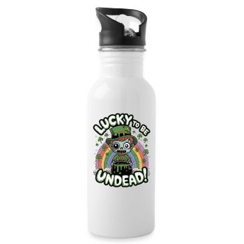 Glück, Untote zu sein! - Trinkflasche mit integriertem Trinkhalm - Weiß - Rechts