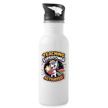 Teaching Superpower Activated! - Water bottle with straw - white - Right