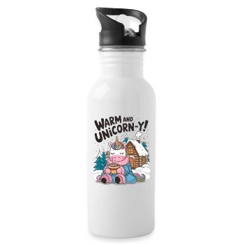 Warm And Unicorn-y! - Water bottle with straw - white - Right