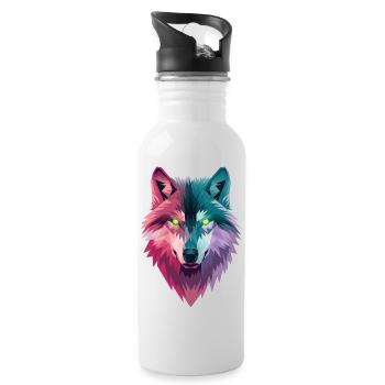 Spirit Wolf - Water bottle with straw - white - Right