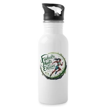 Fueled By Plants Not Excuses - Water bottle with straw - white - Right