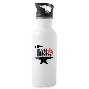 Erhitzen, Schlagen, Wiederholen - Trinkflasche mit integriertem Trinkhalm - Weiß - Rechts