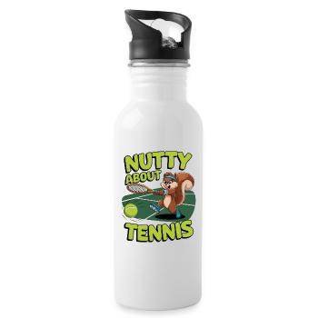 Nutty About Tennis - Water bottle with straw - white - Right