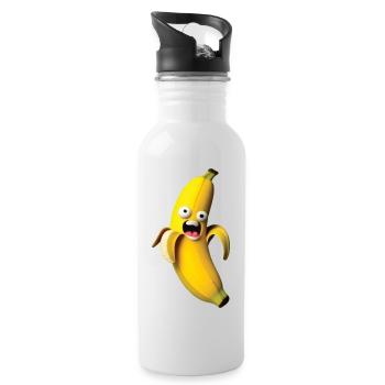 Expressive banana figure with a face - Water bottle with straw - white - Right