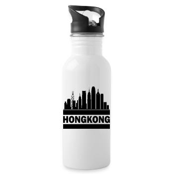 Hong Kong Skyline Souvenir Asia Buddha Gift Om - Water bottle with straw - white - Right