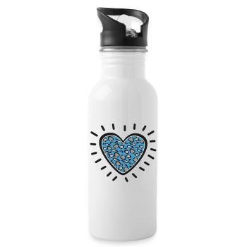 Leopard Heart Burst - Water bottle with straw - white - Right