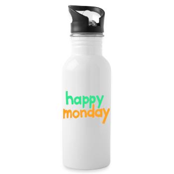 happy monday - Water bottle with straw - white - Right