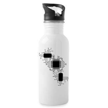 elektriker Elektrik Elektronik Beruf Spannung CPU - Trinkflasche mit integriertem Trinkhalm - Weiß - Rechts