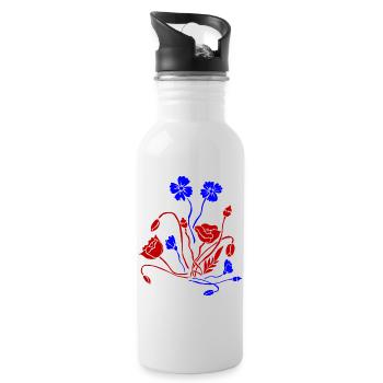 Flower Picture Flowers - Water bottle with straw - white - Right