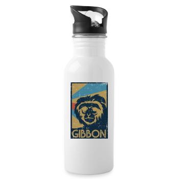 Flinker Gibbon Dschungelbewohner - Trinkflasche mit integriertem Trinkhalm - Weiß - Rechts